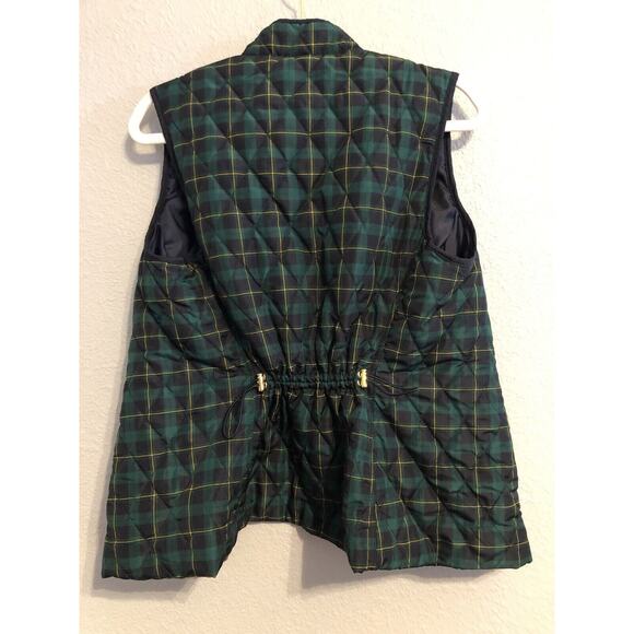 Croft & Barrow Womens M Tartan Plaid Green Blue Quilted Vest Slash Pockets - Picture 8 of 8